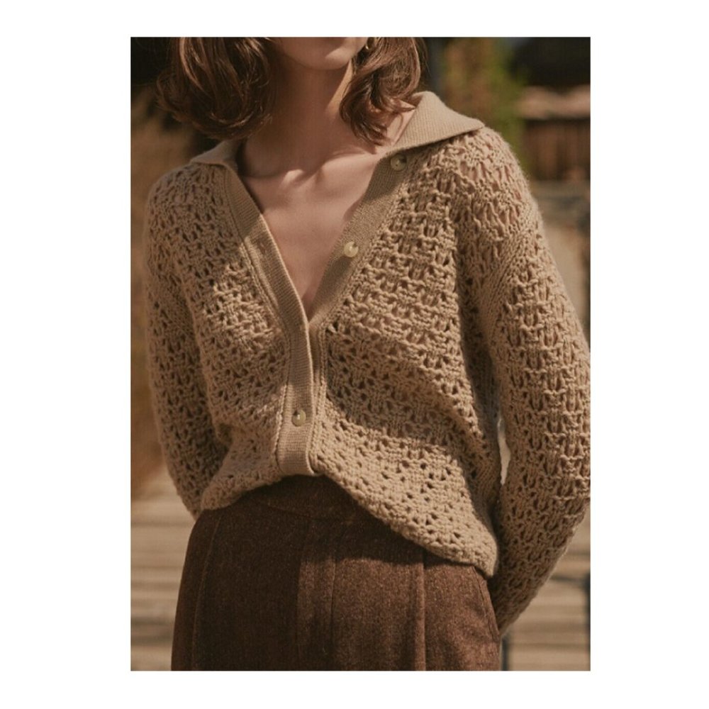Vince Crochet Wool & Cashmere-Blend Cardigan - Picture 4 of 12